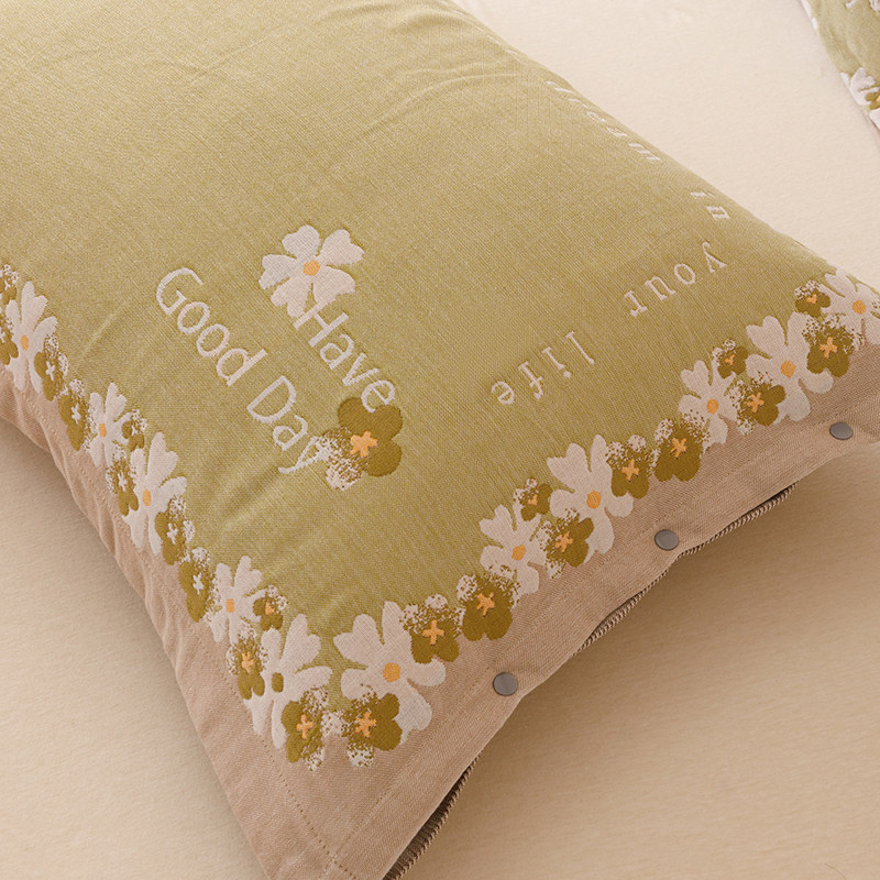 全棉纱布枕套单人枕头套防头油