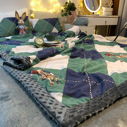 豆豆毯婴儿春秋儿童毛毯冬季加厚双层被子单人毯子幼儿园午睡毯