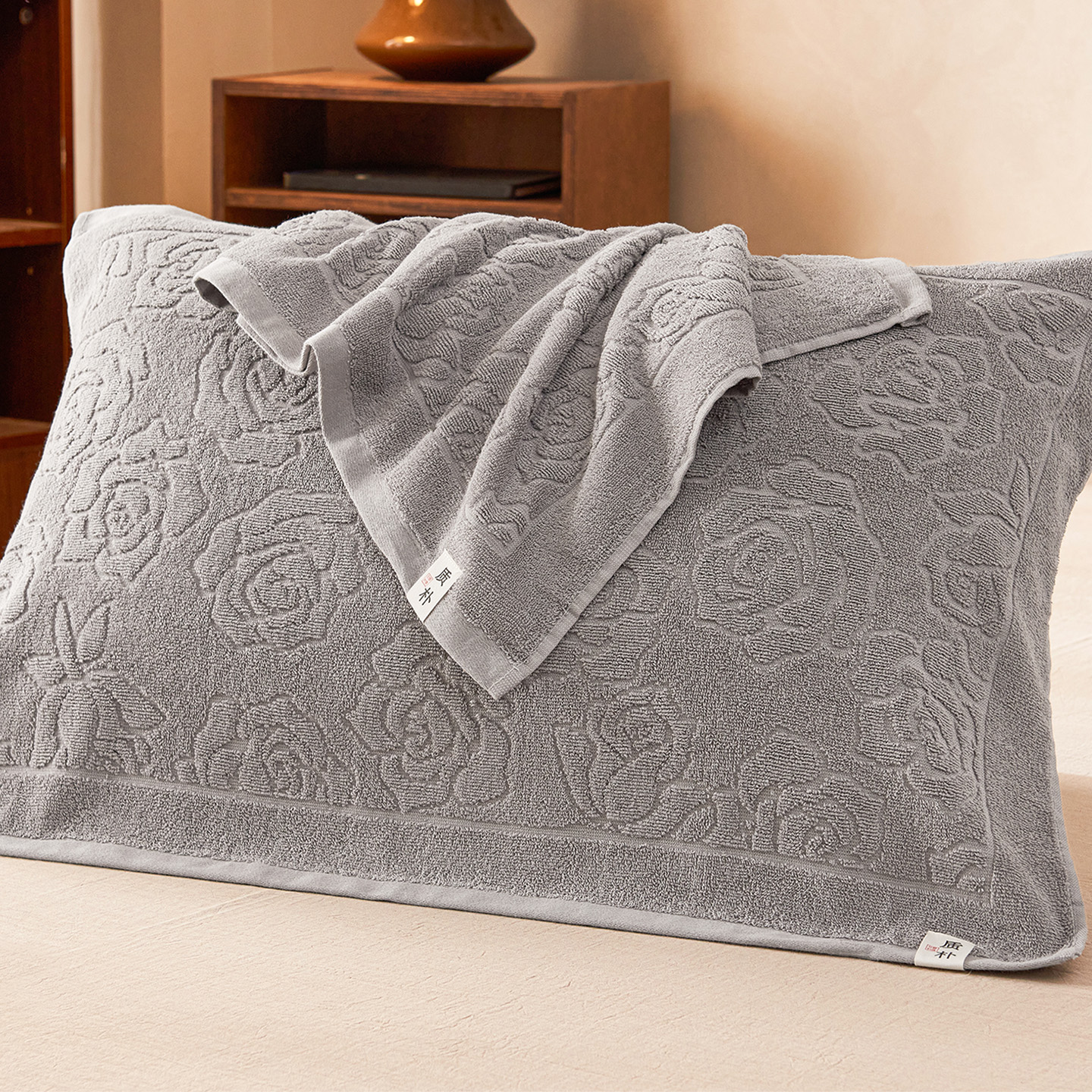 上海老式纯棉毛圈枕巾一对