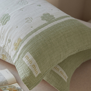 纯棉纱布枕巾一对装加厚100全棉四层棉纱枕头巾家用盖巾2025新款.