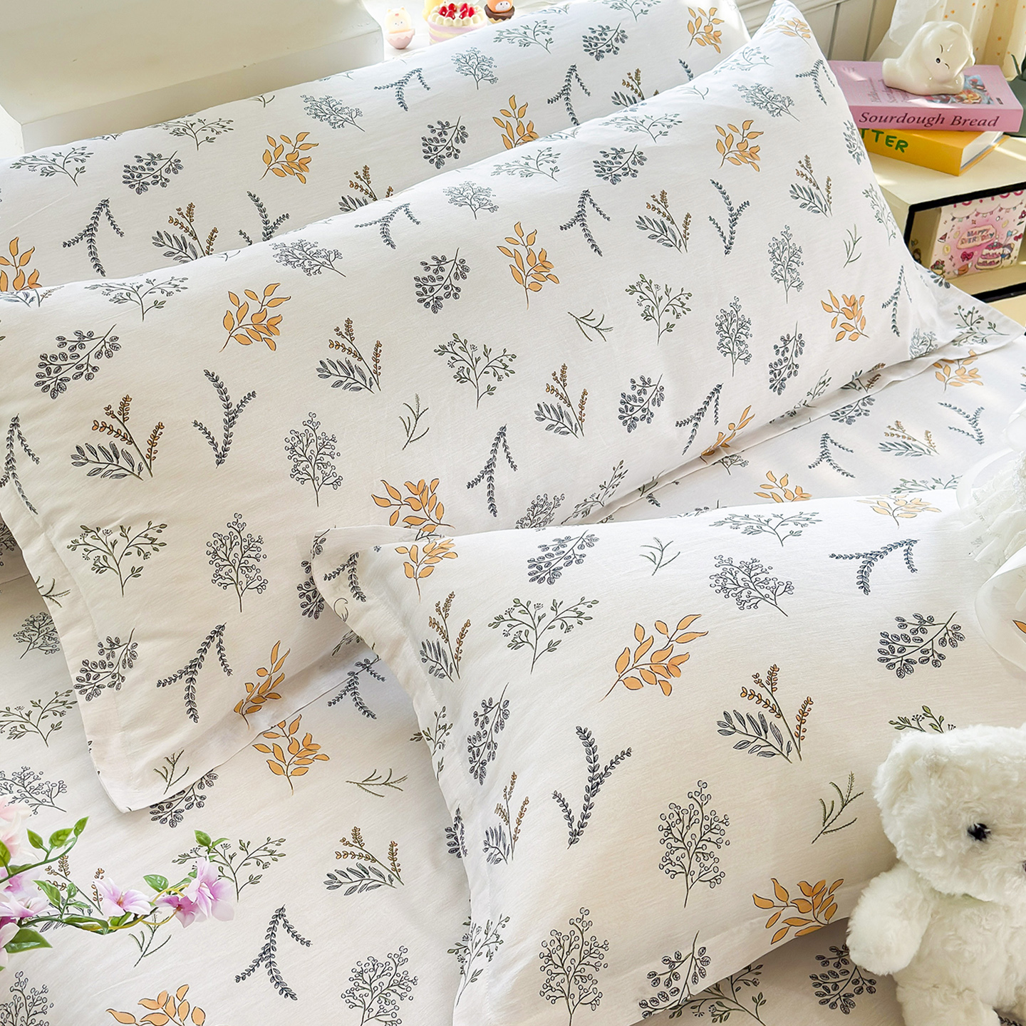 全棉双人长枕套四季通用