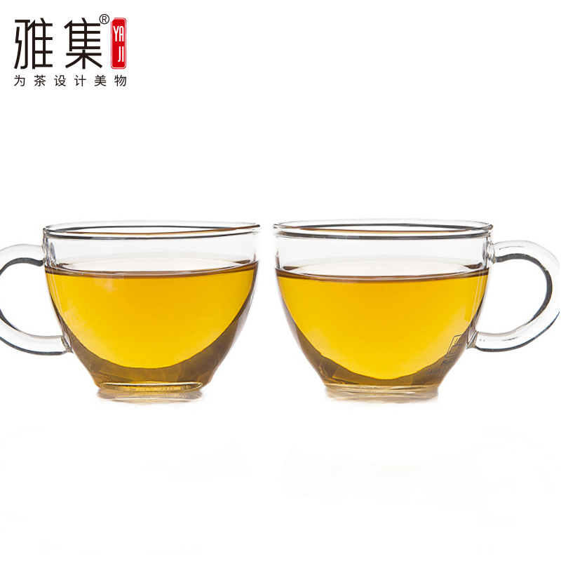 雅集小资花草茶杯子 咖啡杯 耐热玻璃品茶杯品茗杯 功夫茶具配件