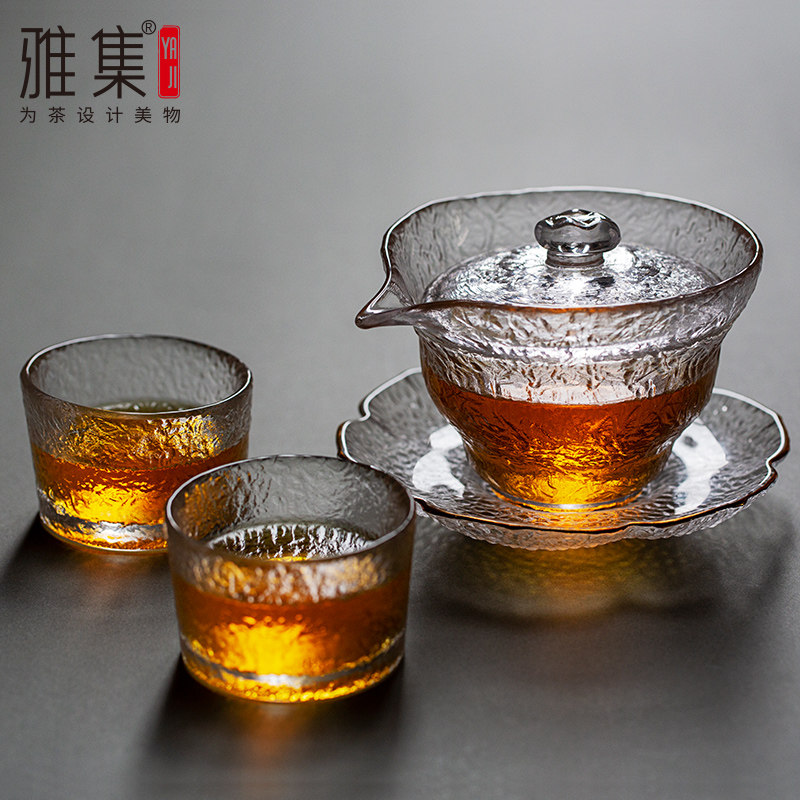 雅集日式锤纹盖碗手工耐热茶海匀图片
