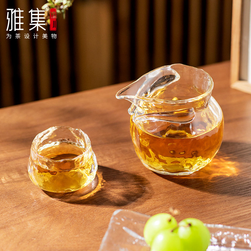 雅集茶具水晶玻璃琉璃茶具三件套主人杯单杯功夫茶具禅意公道杯