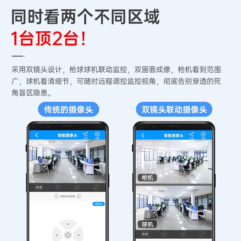 乔安360度无死角摄像头手机远程室外夜视无线家用4g太阳能监控器