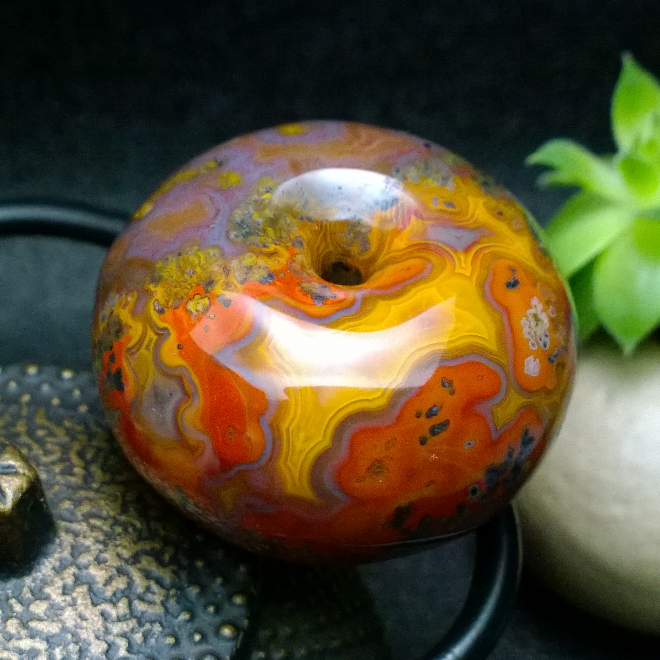 宣化上谷战国红玛瑙平安扣吊坠怀古扣面包圈挂饰手把件文玩配饰