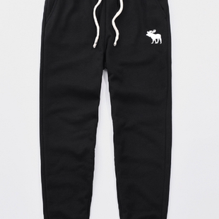 欧美女士休闲裤束宽松运动卫裤纯棉修身女裤子小鹿松紧腰AF