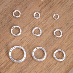 S925纯银开口圈 DIY素银圆环连接圈手链项链耳环耳饰修复配件