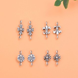 S925纯银十字架圣剑船锚小挂件 复古个性diy配件项链手绳吊坠