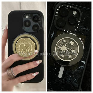 珐琅-银河图景古象金币-泡泡骚通用磁吸啪嗒手机气囊支架跷跷板