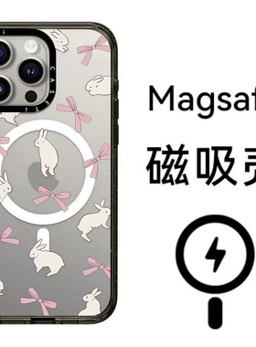 【原C-兔兔系列】强磁防摔简约透明银镜面magsafe磁吸手机壳适用苹果iPhone17ProMax16prol15pro/14/13