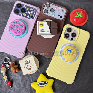 泡泡骚通用磁吸支架手机气囊秋冬琥珀褐波漾磁吸啪嗒 硅胶系列