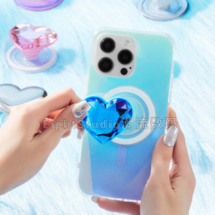 爱心粉霞之心磁吸手机桌面支架 泡泡骚通用磁吸支架 深海之心