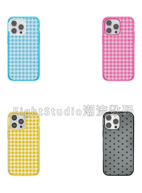 【新品-PPS强磁吸手机壳】黄粉蓝格纹磁吸适用于iphone16promax苹果17Pro14pro13手机壳