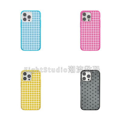 【新品-PPS强磁吸手机壳】黄粉蓝格纹磁吸适用于iphone16promax苹果17Pro14pro13手机壳