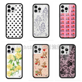 野花联名花田黑白波点可爱猫咪适用于苹果17iPhone16ProMax手机壳15电子蝴蝶小狗派对 超高品质WF手机壳