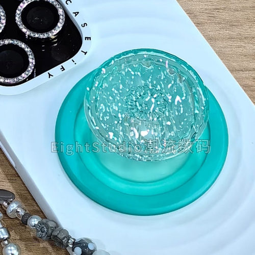 【新品-清水波泡泡骚通用强磁吸支架】简约透明手机磁吸啪嗒桌面