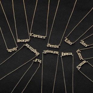 New 12 Zodiac Letter Necklaces With Card Constellation Sign