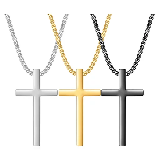 Stainless Steel Cross Pendant Necklace For Men Minimalist