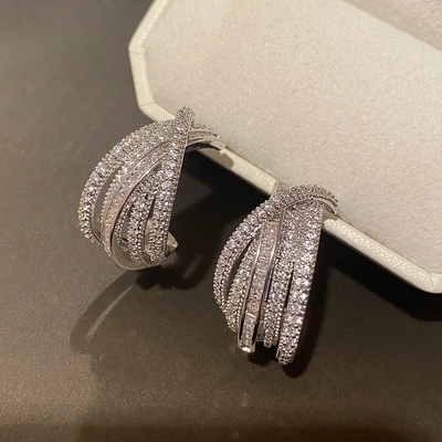 Novel Brilliant Hoop Earrings with Cubic Zirconia Versatile