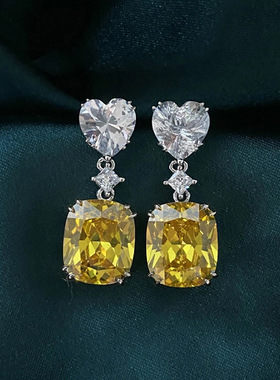New Light Luxury Flash Diamond Pink Yellow White Earrings