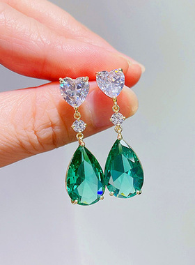 Exquisite Light Blue Crystal Earrings Summer New Luxury