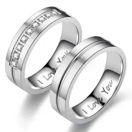 Fashion Stainless Steel Couple Engagement Rings For Women