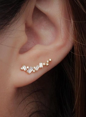Simple Stylish One Line Cubic Zirconia Drop Earrings for