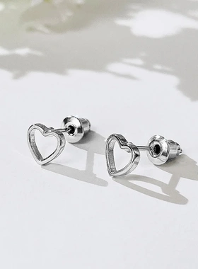Minimalist Heart Stud Earrings for Girls 3 Metal Colors