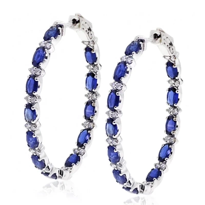 Luxury Blue Zircon Hoop Earrings for Women Delicate Daily
