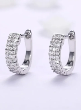 Dainty U Shaped Hoop Earrings for Women Silver Color Circle
