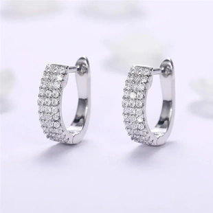Dainty U Shaped Hoop Earrings for Women Silver Color Circle