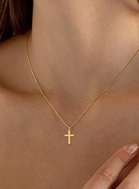 Stainless Steel Cross Necklace For Women Gold Silver Color