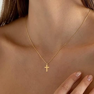 Stainless Steel Cross Necklace For Women Gold Silver Color