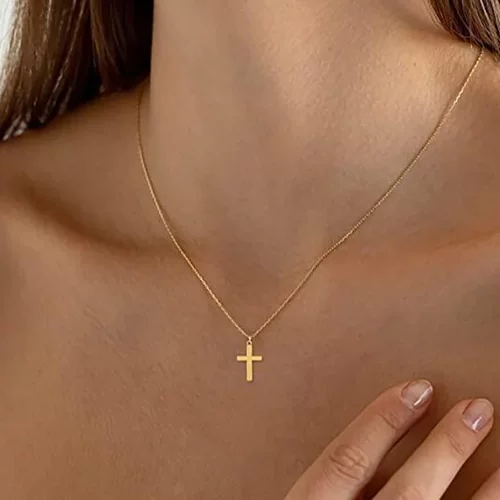 Stainless Steel Cross Necklace For Women Gold Silver Color