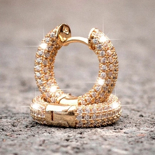 Women Micro Earrings Dazzling Hoop Paved Luxury Small