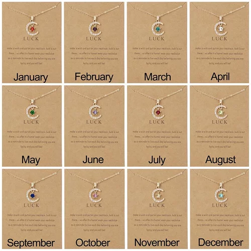 Fashion Moon Star Necklaces For Women 12 Months Crystal