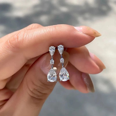 Trendy Crystal Waterdrop Cubic Zirconia Earrings for Women