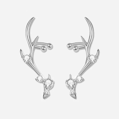 Design Sense Antler Earrings Female Inlaid Personality
