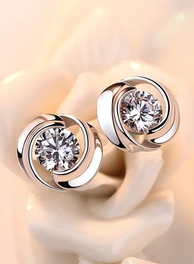 Delicate Cubic Zirconia Earrings Lady's Daily Wearable