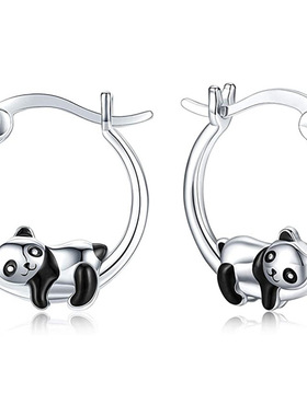 Recommend Small Earrings Trend Ins Cute Panda Glue Earrings