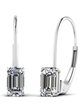 Simple Rectangle Zircon Stone with Oval Loop Drop Earring