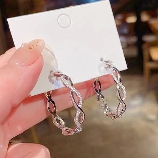 for Circle Twist Earrings Wear Statement Daily Hoop Women