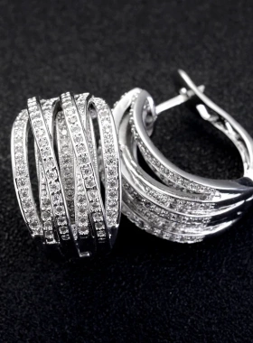 Fashion Silver Color Cross Hoop Earrings for Women Full