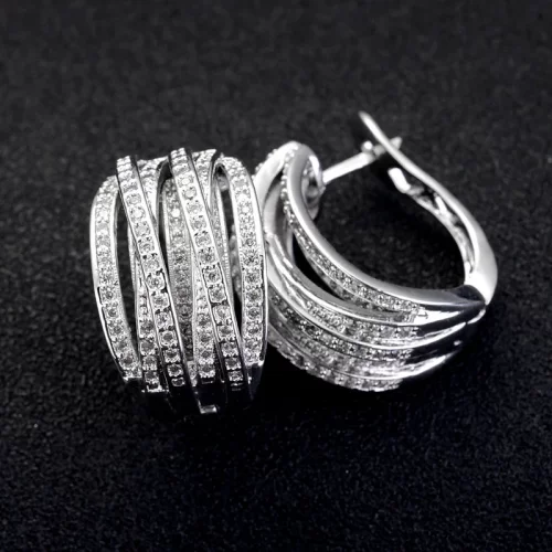 Fashion Silver Color Cross Hoop Earrings for Women Full