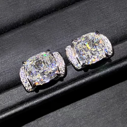 Exquisite Women's CZ Stud Earrings Crystal Silver Color