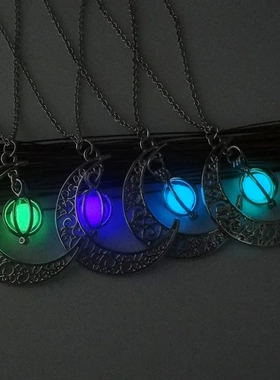 Luxury Glow In The Dark necklaces Luminous Moon and Pumpkin