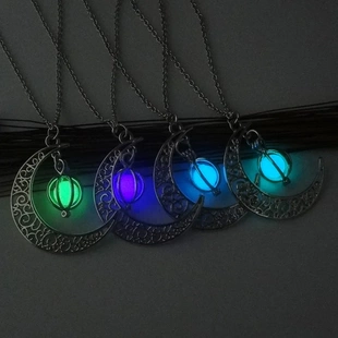 Luxury Glow In The Dark necklaces Luminous Moon and Pumpkin