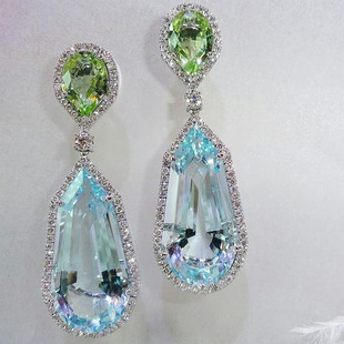 Earrings Niche Design Sea Blue Wedding Earrings Chic Bridal