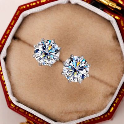 Exquisite 8 Claw Setting CZ Stud Earrings for Women Silver